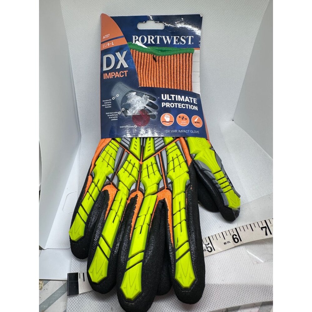 Portwest DX VHR Impact Gloves EU 9 L Orange Green Black Ultimate Protection Cut